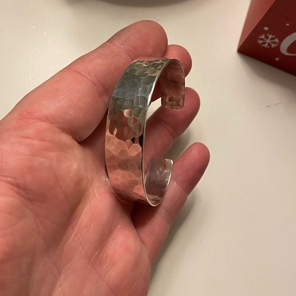Vintage Hammered Sterling Cuff Bracelet - Picture 4 of 6